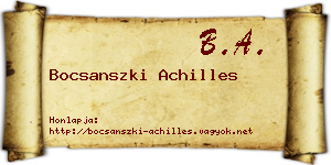 Bocsanszki Achilles névjegykártya